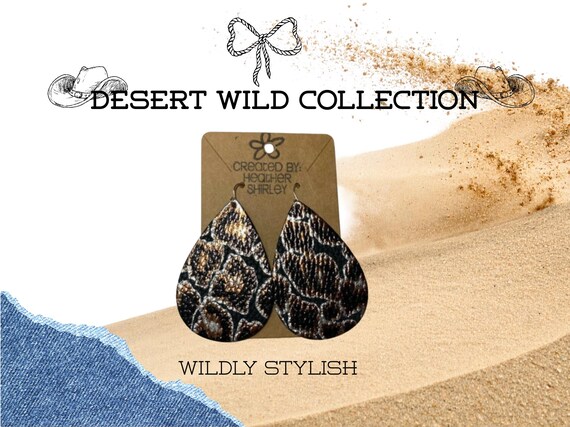 Leopard Print Teardrop Earrings, Lightweight Western Jewelry, Desert Wild Collection