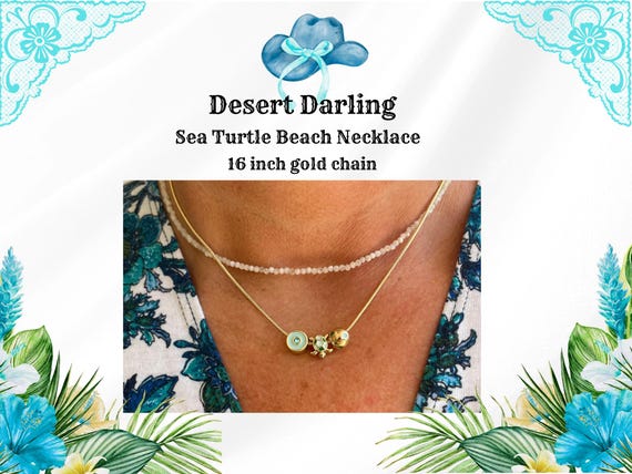 Desert Darling Sea Turtle Gold Chain Necklace, 16-inch, Coastal Cowgirl, Beach, Summer