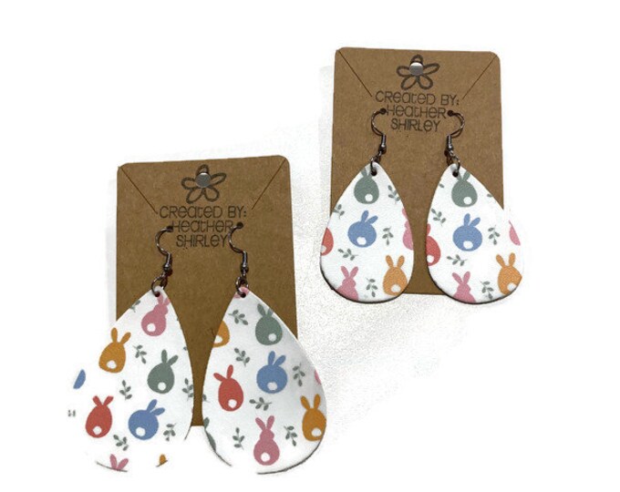 Easter Bunny Faux Leather Earrings