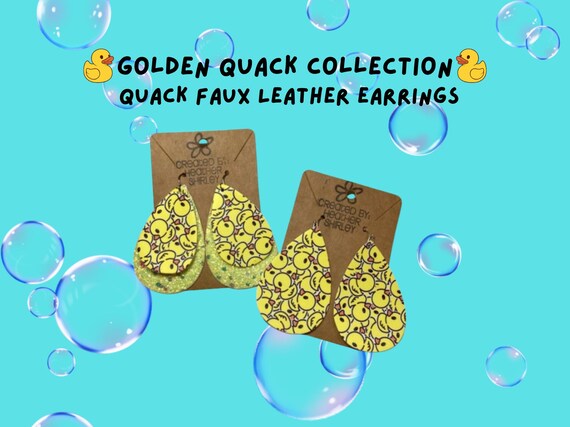 Super Cute Yellow Rubber Ducky Faux Leather Earrings