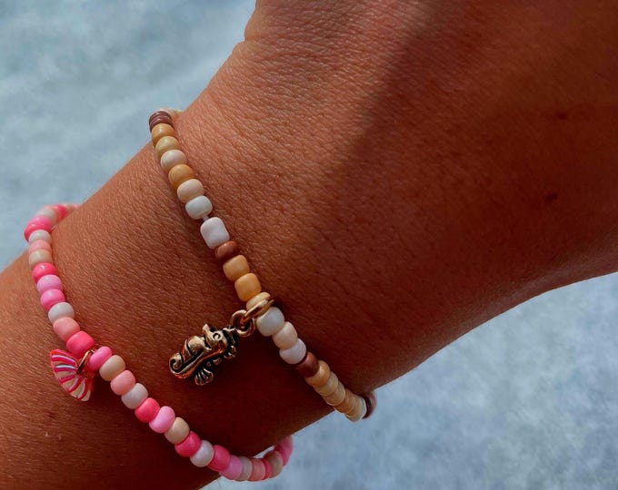 Set of Two Tropical Beaded Stretch Bracelets