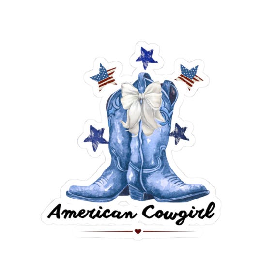 American Cowgirl Boots sticker | Kiss-Cut Sticker, Patriotic Stars, Red White Blue, Vinyl Sticker, Crafts, Summer Events