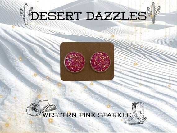 Desert Dazzle Studs, Drusy Earrings, Boho Western Cowgirl, Bridal, Country Concerts, Festival, Jewelry