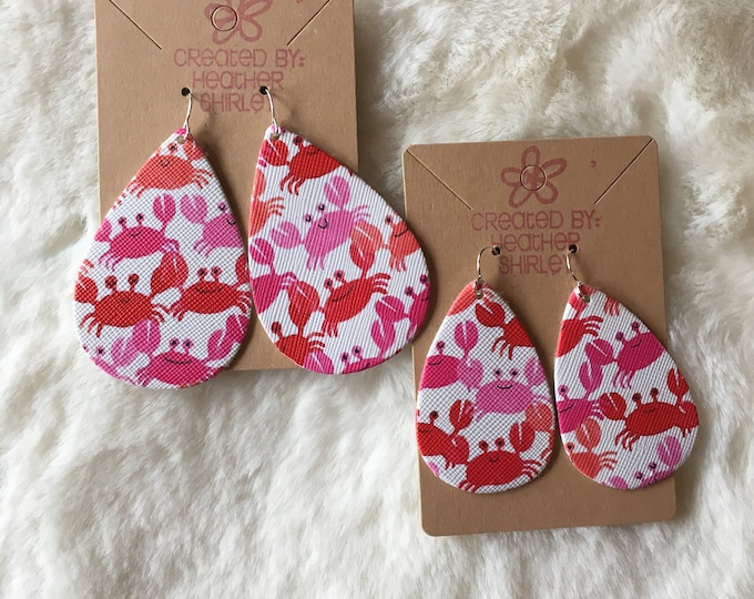 Crab, Beach, Vacation, Two sizes available, Red and Pink, Beach, Summer, Crab Jewelry, Crab Festivals, Little Crabs, Events, Parties, Gifts