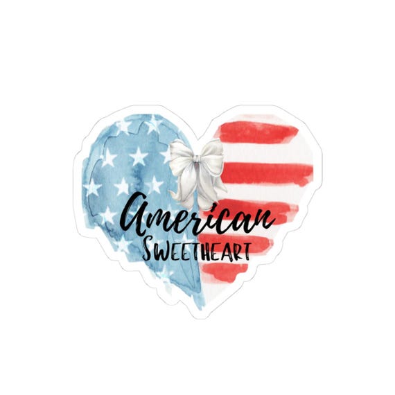 American Sweetheart heart flag sticker | Kiss-Cut Stickers, Memorial Day, July 4th, Craft, Summer, Red White Blue, Hearts, Gifts