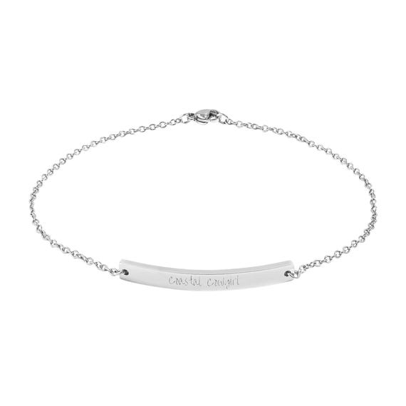 Curved Engraved Bar Anklet, Gold or Rose Gold Personalized Ankle Bracelet, Coastal Cowgirl, Western Rodeo, Summer Beach, Gifts