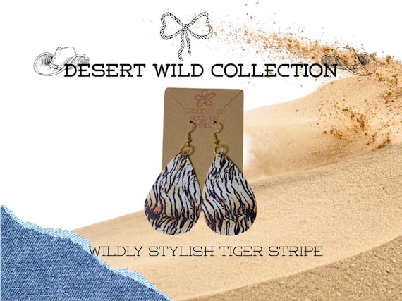 Tiger Stripe Faux Leather Earrings