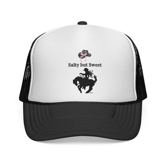 Salty but Sweet Cowboy Silhouette Trucker Cap | Rodeo Patch, Coastal Cowgirl, Western Beach, Gifts