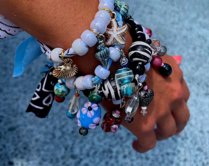 Fringe Bandana Beaded Charm Bracelets, Multiple Colors