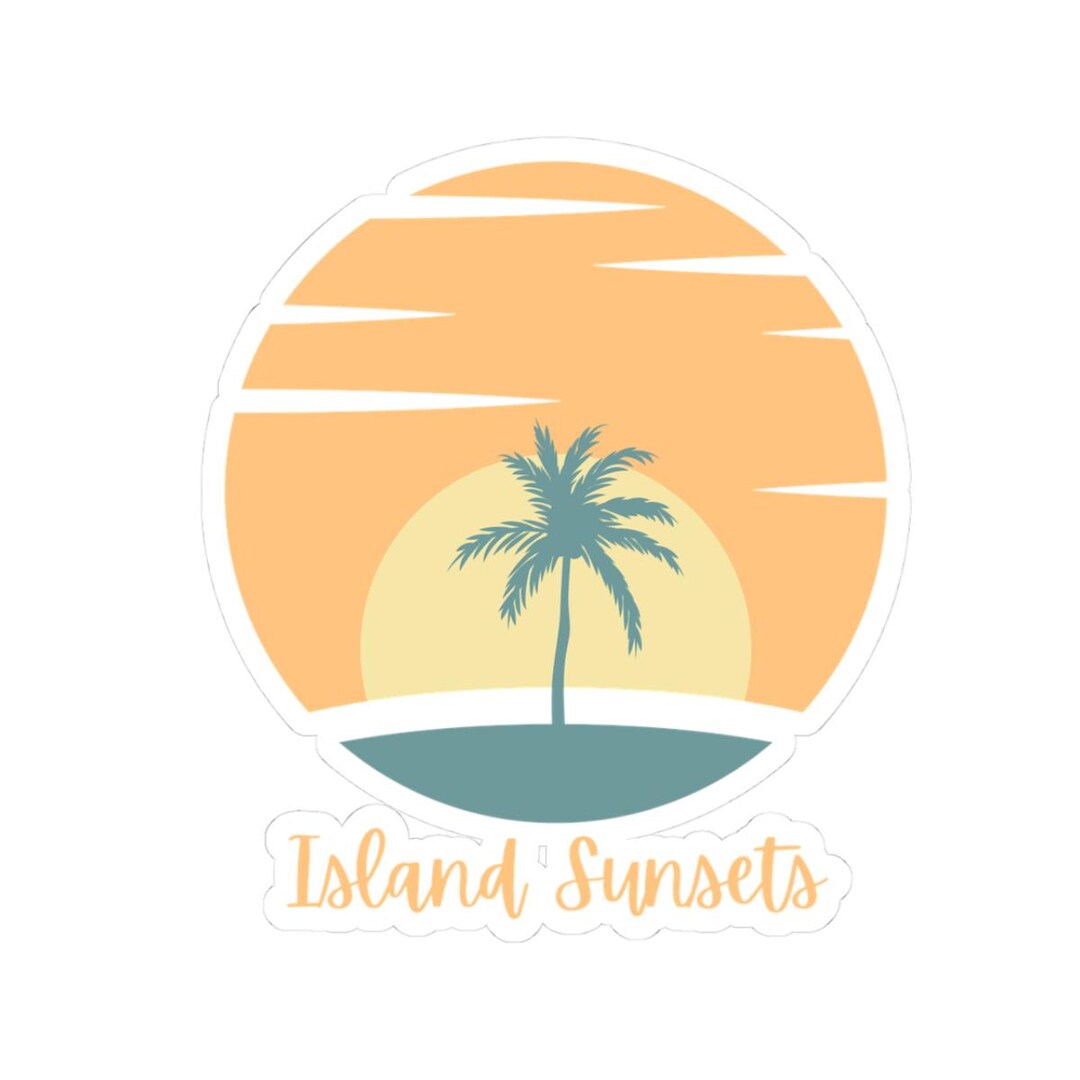 Island Sunsets Sticker | Palm Tree Sunset Kiss-cut Viny, Beach Stickers ...