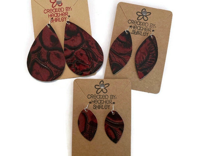Western Tooled Leather, Genuine Leather Earrings, Small Earrings, Cowgirl Earrings, Rodeo Earrings, Farm Style, Summer Gifts, Multiple Sizes