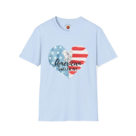 American Sweetheart Heart flag T-Shirt | Patriotic Fourth of July tee, Memorial Day, Concert Summer Events, Red White Blue, Gifts