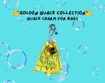 Handmade Rubber Ducky Bag Charm Keychain, Yellow Duck Accessories, Summer Novelty