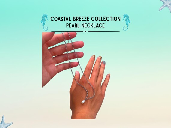 Drop Pearl Silver Chain Necklace