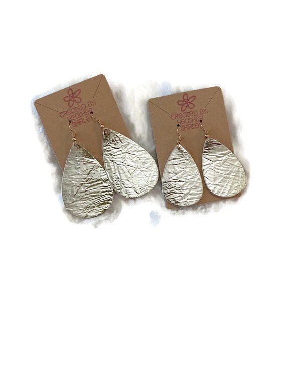 Gold, Teardrop, Two sizes available, Faux Leather Earrings, Teacher Gifts, Gold Earrings,Fall Earrings, Fall Gifts, Birthdays, Teardrop