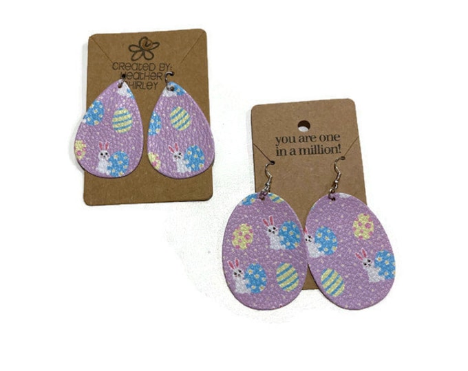 Easter Egg Egg Shaped Faux Leather Earrings, Pastel Colors, Bunny Earrings, Easter Gifts, Teacher Gifts, Colorful Eggs, Spring Earrings