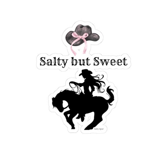 Salty But Sweet cowgirl silhouette Sticker Kiss-Cut, Crafting, Coastal Cowgirl, West Coast Charm, Vinyl Stickers, Gifts