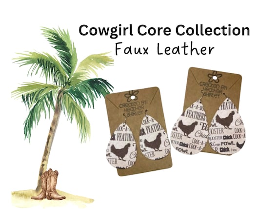 Chicken Faux Leather Earrings, Farm Style Boho Jewelry, Lightweight Prints