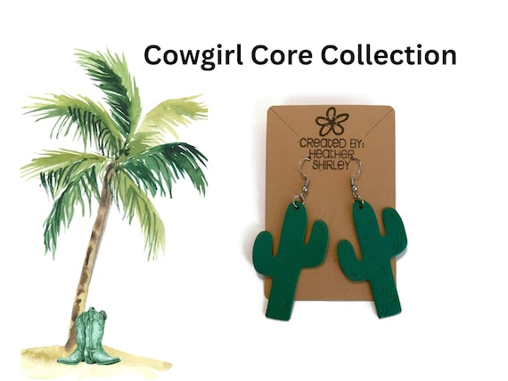 Cactus Shaped Faux Leather Earrings