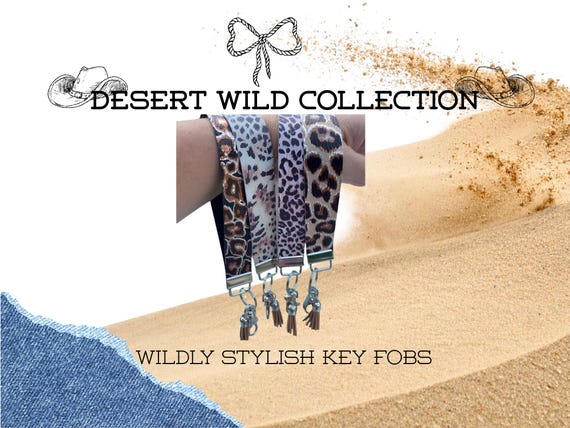 Leopard Print Key Fob Wristlet, Faux Leather, Leopard Print, Key Chain, Clip Key Fob, Purse and Backpack Accessories, Summer