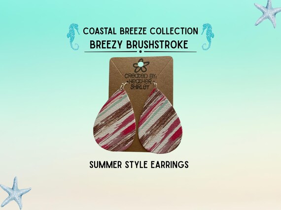 Brushstroke, Stripes Faux Leather Earrings