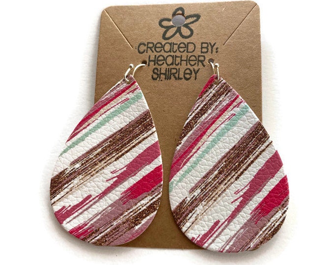 Brushstroke, Stripes Faux Leather Earrings