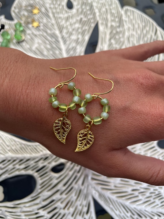 Gold Dangle Leaf Earrings