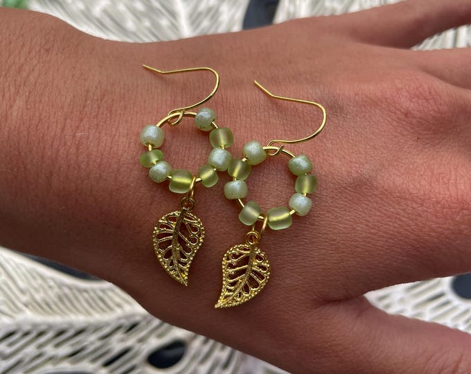 Gold Dangle Leaf Earrings