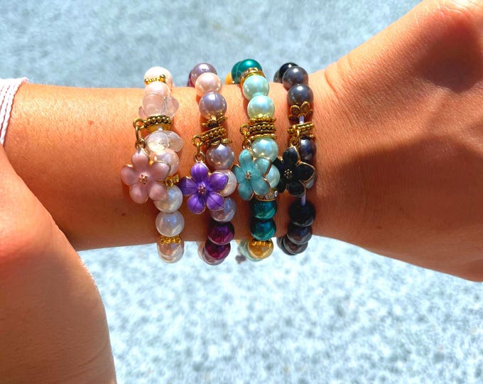 Tropical Flower Adjustable Beaded Bracelets