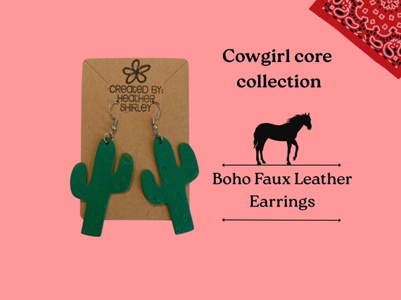 Cactus Shaped Faux Leather Earrings