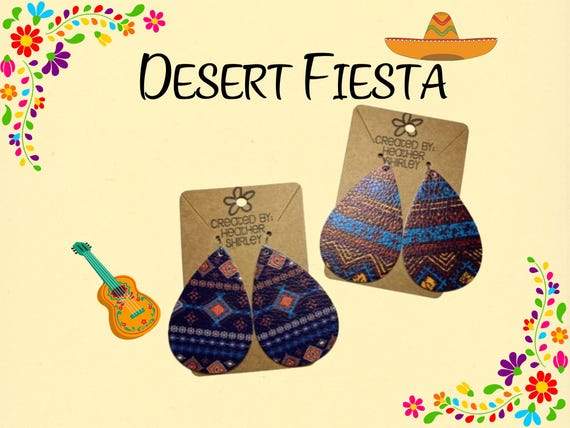 Double Sided Aztec Print Faux Leather Earrings, Western Rodeo Earrings, Turquoise, Bold Prints, Sherpa Earrings, back to school, Gifts