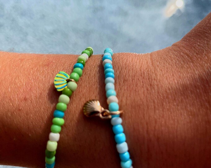 Set of Two Tropical Beaded Stretch Bracelets