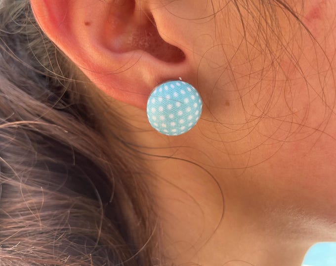 Vintage Retro Stud Earrings, multiple Colors, Gingham Polka Dot Print, Lightweight, Nostalgic Style Earrings, Gifts for her, Fall, Summer