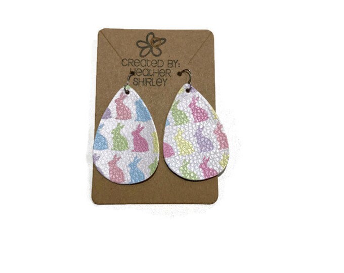 Last One! Easter Bunny Faux Leather Earrings