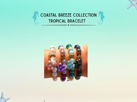Tropical Flower Adjustable Beaded Bracelets