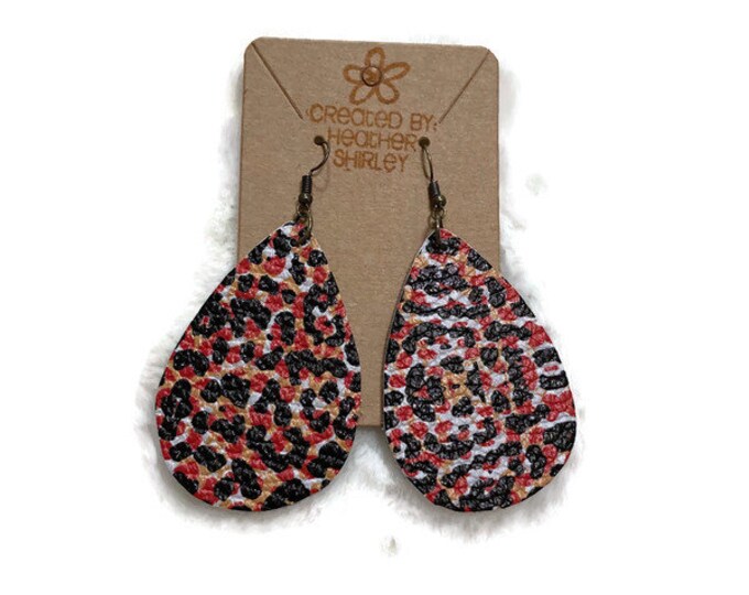 Cheetah Print, Leather Teardrop Earrings, Leopard Print Earrings, Genuine Leather Earrings, Safari Leopard, Fall Earrings, Fall Gifts