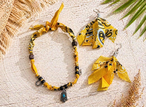 Coastal Cowgirl, Sunrise Phoenix, Bandana Jewelry Set, Western Style, Rodeo Outfit, Southern, Aztec