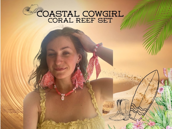 Coastal Cowgirl, Bandana Jewelry Set, Boho Beach, Vacation, Western Accessories