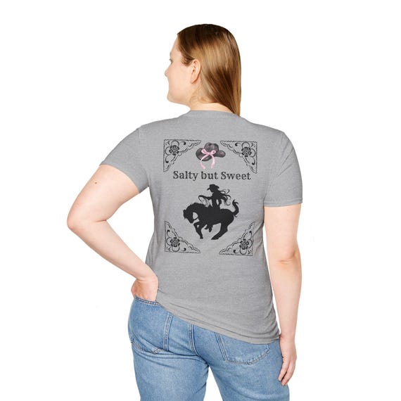 Salty But Sweet cowgirl graphic T-Shirt | wave sunset chest logo, Western Cowgirl, Rodeo