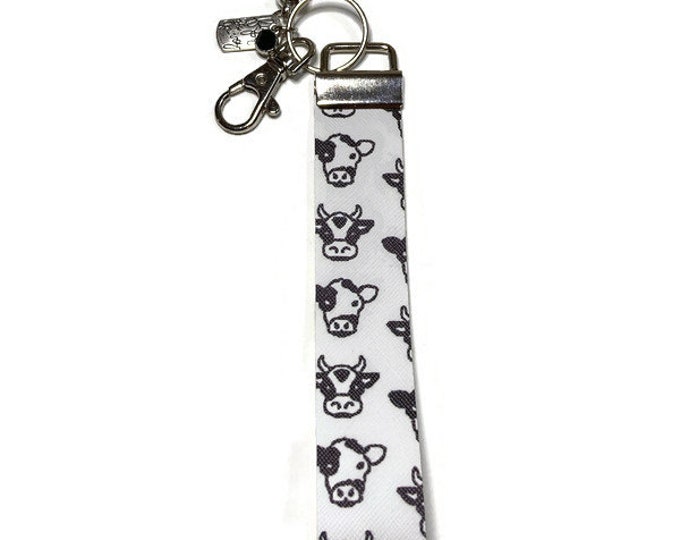Cow Face Key Fob Wristlet Faux Leather, Purse Backpack Accessory, Tassel Key Fob, Teacher Gifts, Cow Lovers, Novelty Gifts, Summer