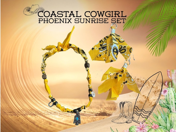 Coastal Cowgirl, Sunrise Phoenix, Bandana Jewelry Set, Western Style, Rodeo Outfit, Southern, Aztec