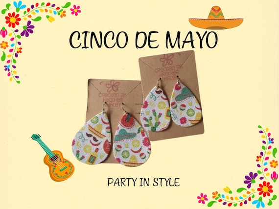 Cinco de Mayo, Fiesta, Party Faux Leather Earrings