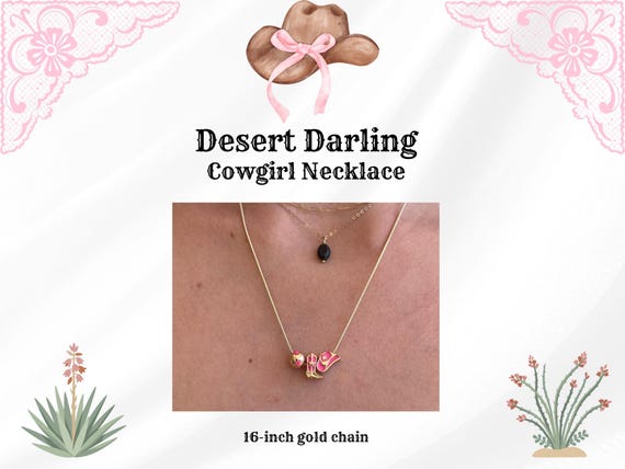 Desert Darling Cowgirl Charm Gold Chain Necklace 16 inch, Coastal Cowgirl, Western Boho, Simple