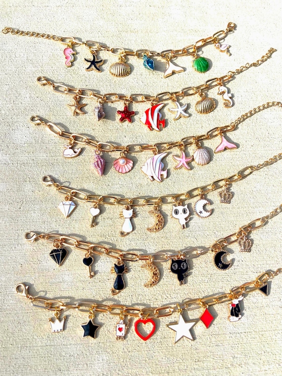 Gold Chain Link Adjustable Charm Bracelets