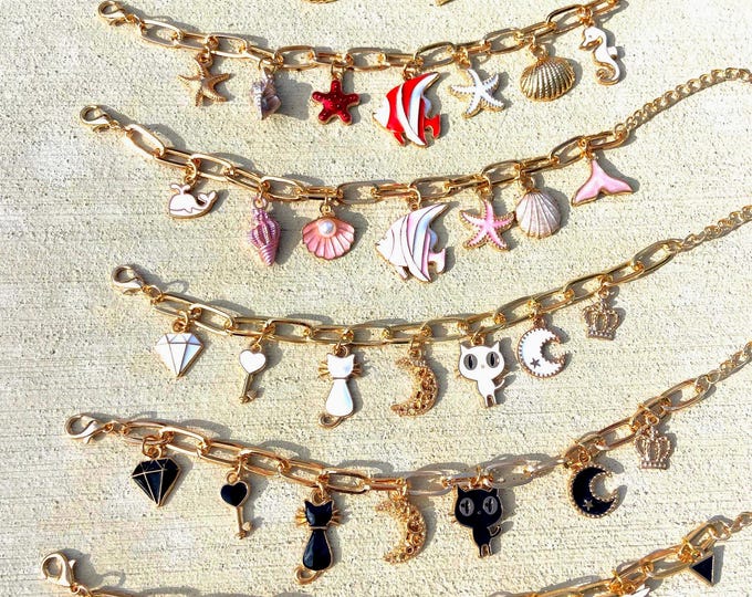 Gold Chain Link Adjustable Charm Bracelets