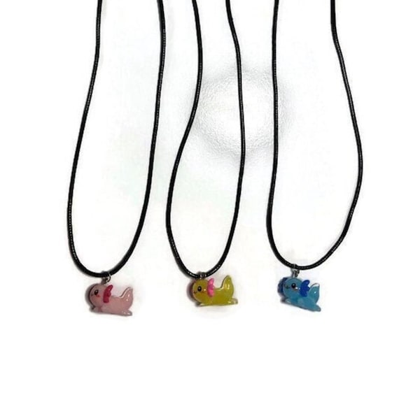Handmade Axolotl Necklace, Multiple Colors, Kids and Teens Jewelry