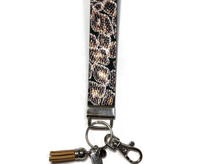 Leopard Print Key Fob Wristlet, Faux Leather, Leopard Print, Key Chain, Clip Key Fob, Purse and Backpack Accessories, Summer