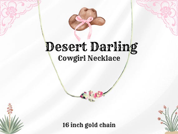 Desert Darling Cowgirl Charm Gold Chain Necklace 16 inch, Coastal Cowgirl, Western Boho, Simple