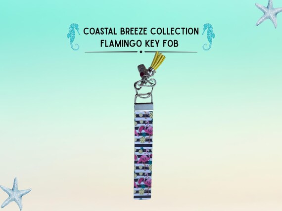 Flamingo Beach Tropical Keychains, Key Fob, Summer Bag Accessories,
