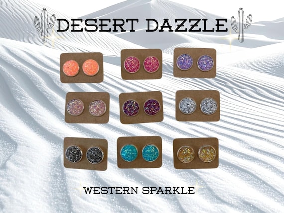 Limited Stock! Multiple Color Silver Plated Druzy Stud Earrings